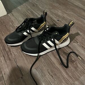Adidas Black and Gold Women's Sneakers
